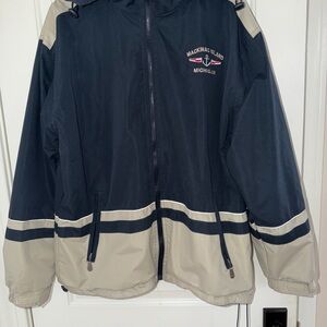Mackinaw Island MI Reversible Waterproof Navy  & Khaki Men's Jacket